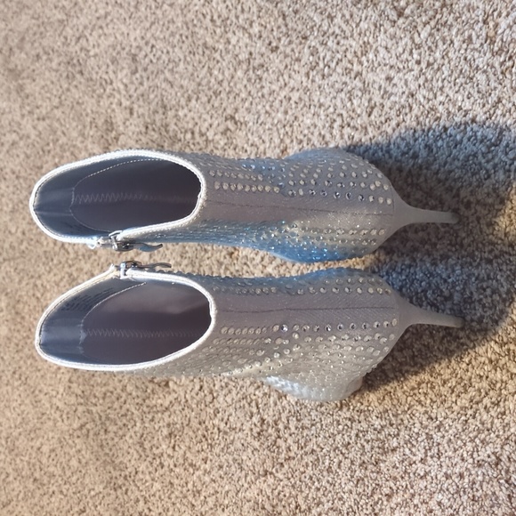 Silver rhinestone boot style heels - Picture 3 of 4